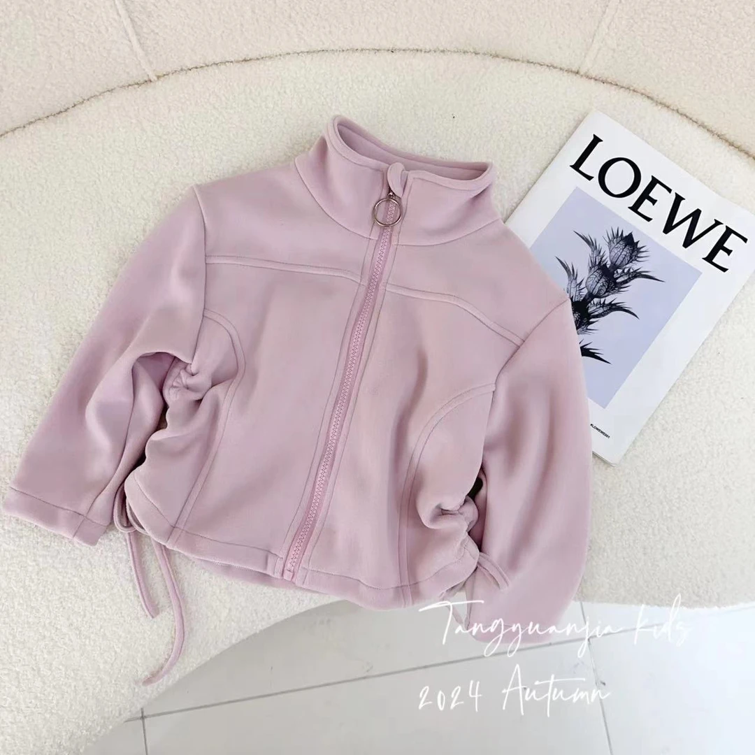 【微醺玫瑰】汤圆家童装2024冬季新款韩系拼接立领抽绳外套 Y-9619