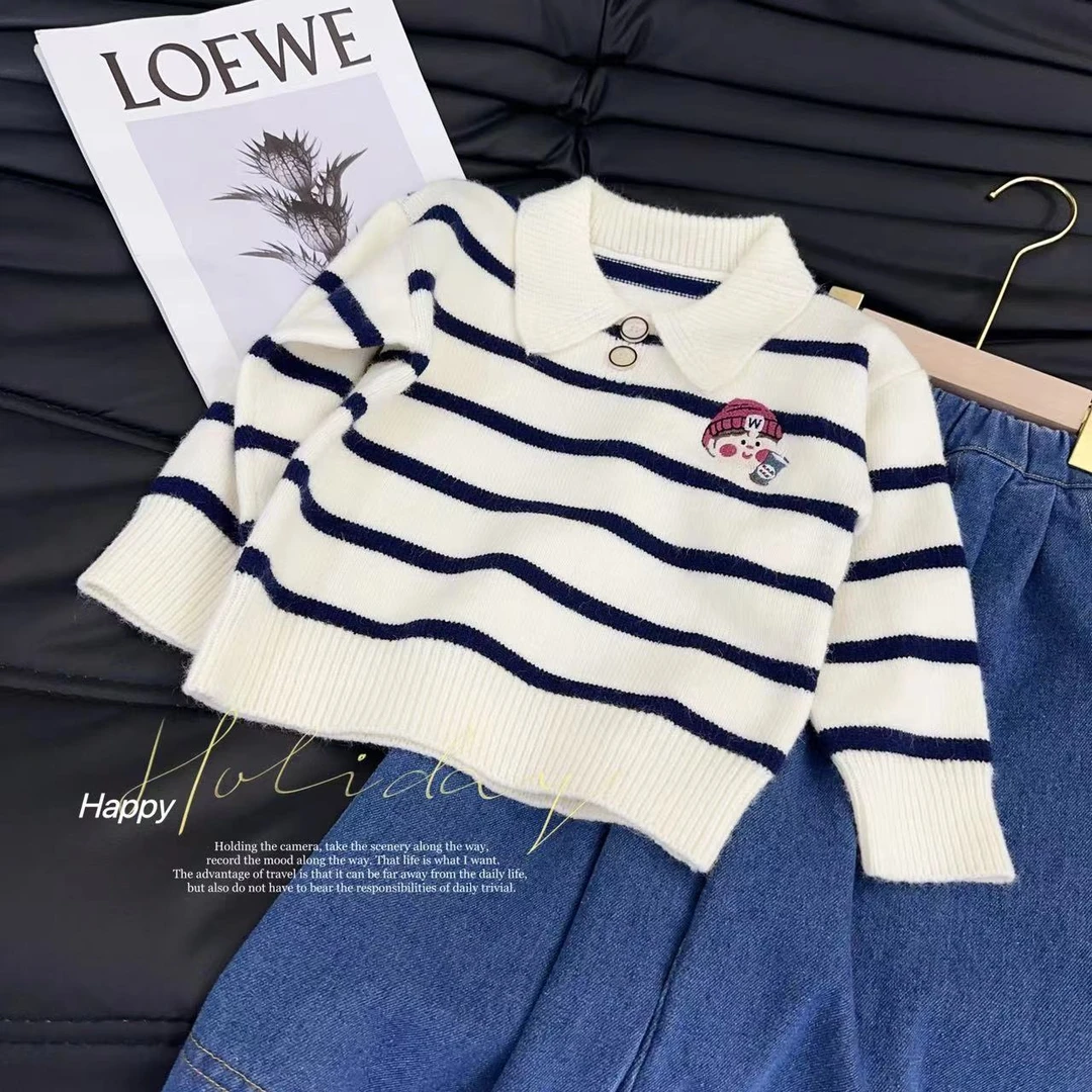 【反季节认亏款】汤圆家童装2024年新款刺绣针织套头毛衣 Y-7328