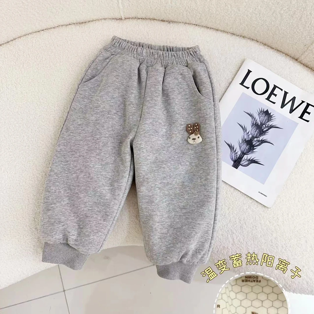 汤圆家童装2024冬季上新卡通小兔蓄热阳离子加棉百搭裤 YA-227