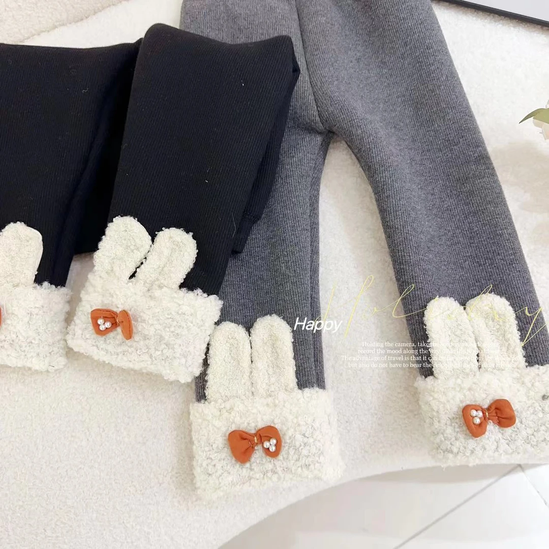 【变态厚】汤圆家童装2024冬季立体耳朵加厚羔羔绒打底裤 YA-467