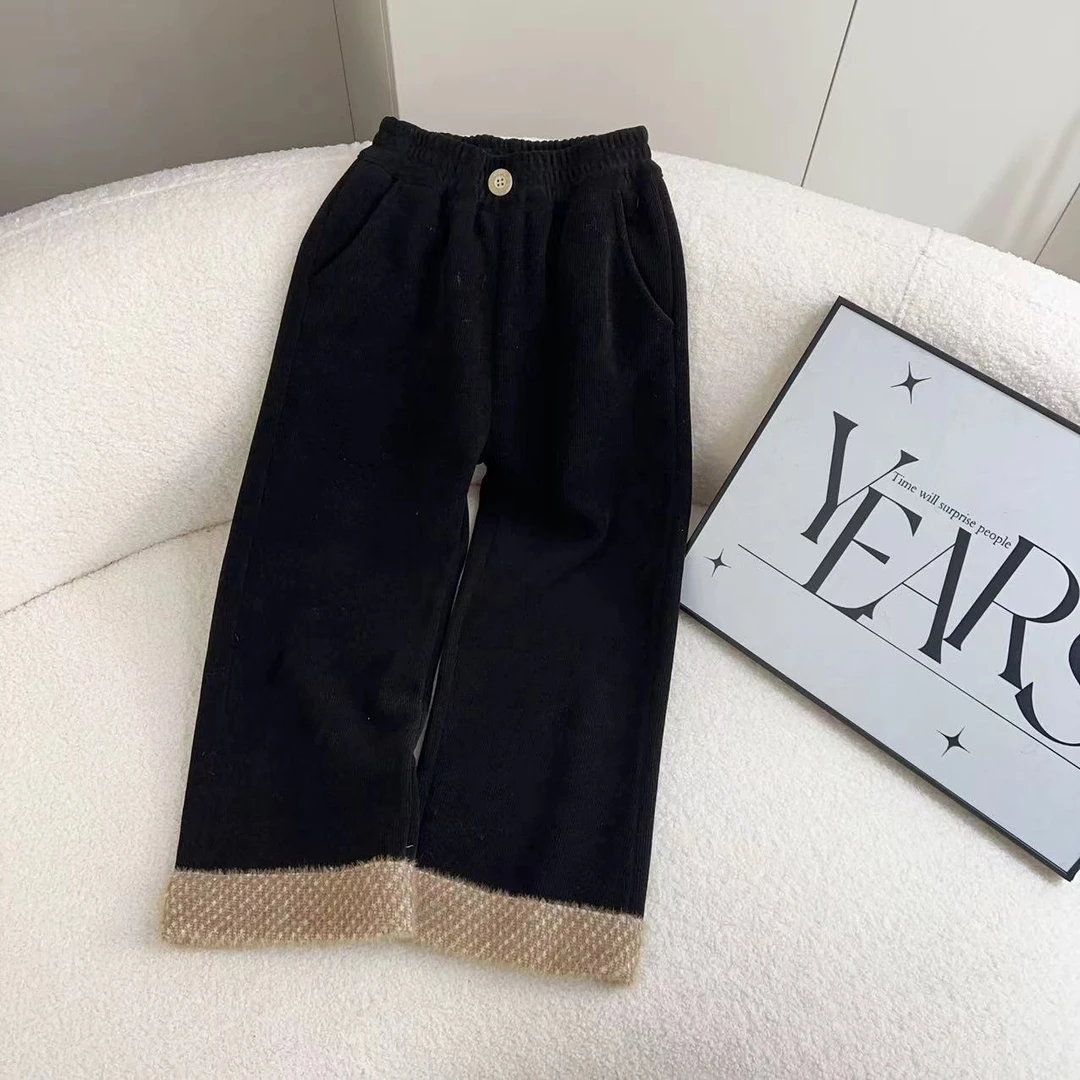 汤圆家童装2024冬季新款韩系撞色脚口阔腿裤 XA-417