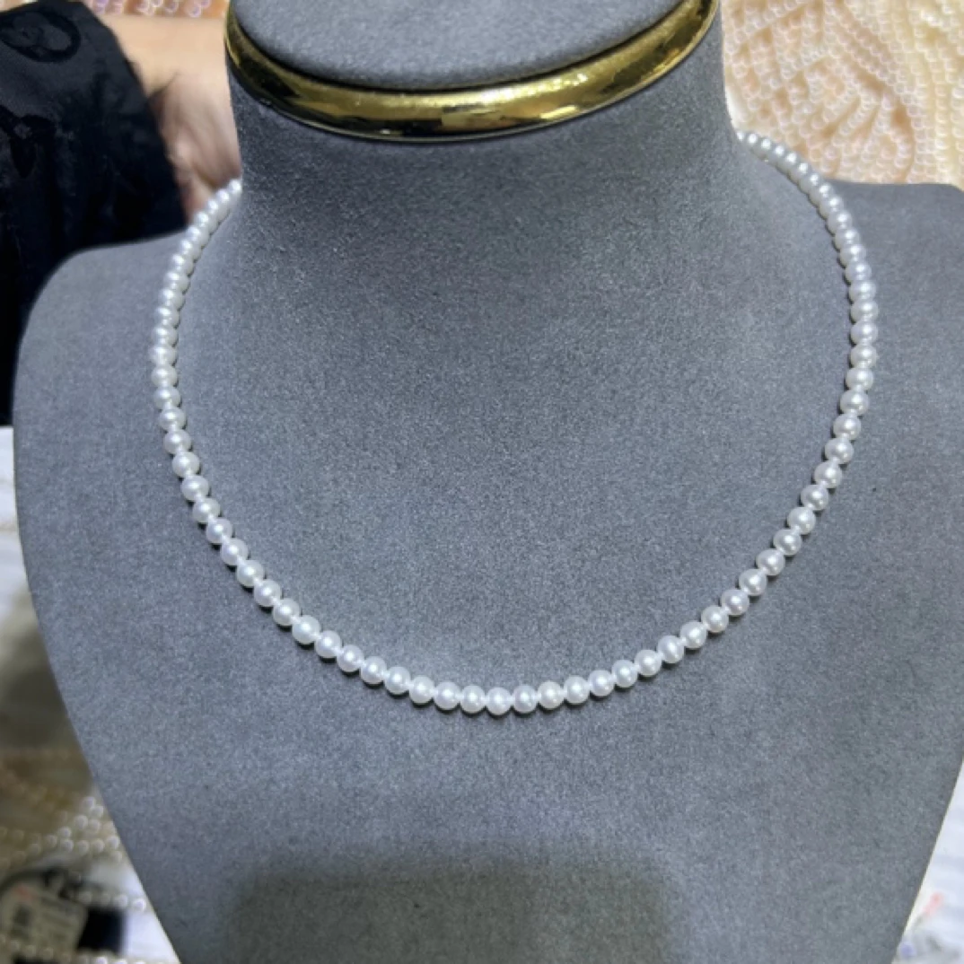 【清huo福利】极光淡水akoya珍珠项链小米珠4-5.5mm 经典简约
