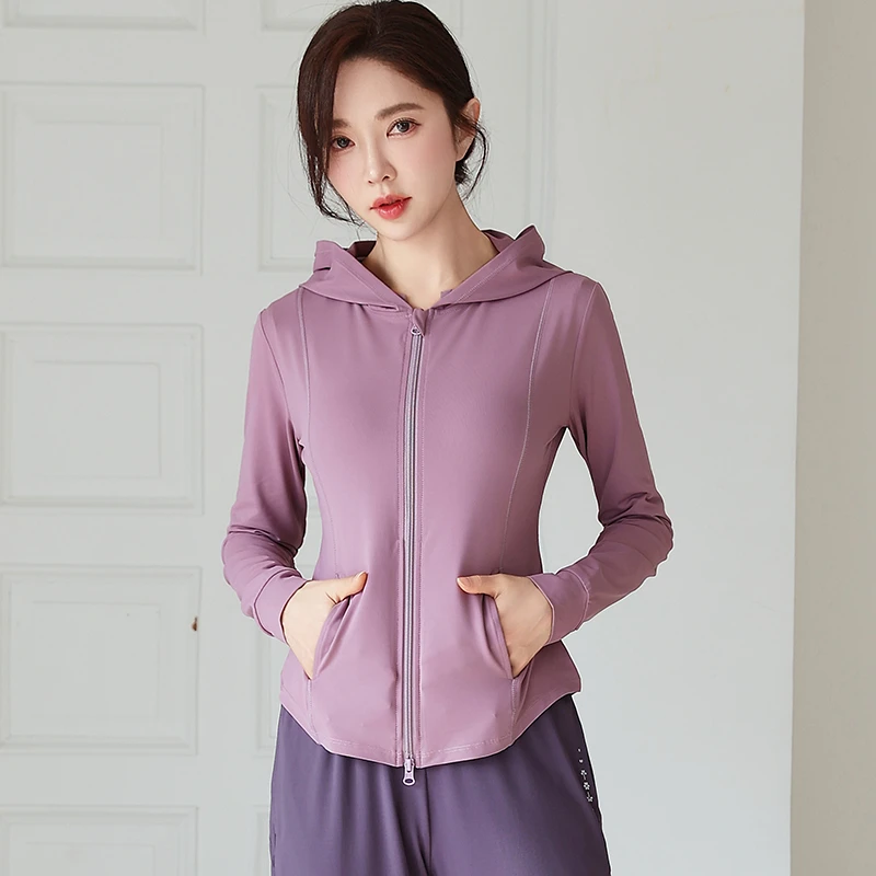 瑜伽外套女2024春秋新款双拉链开衫户外休闲健身运动长袖上衣薄款