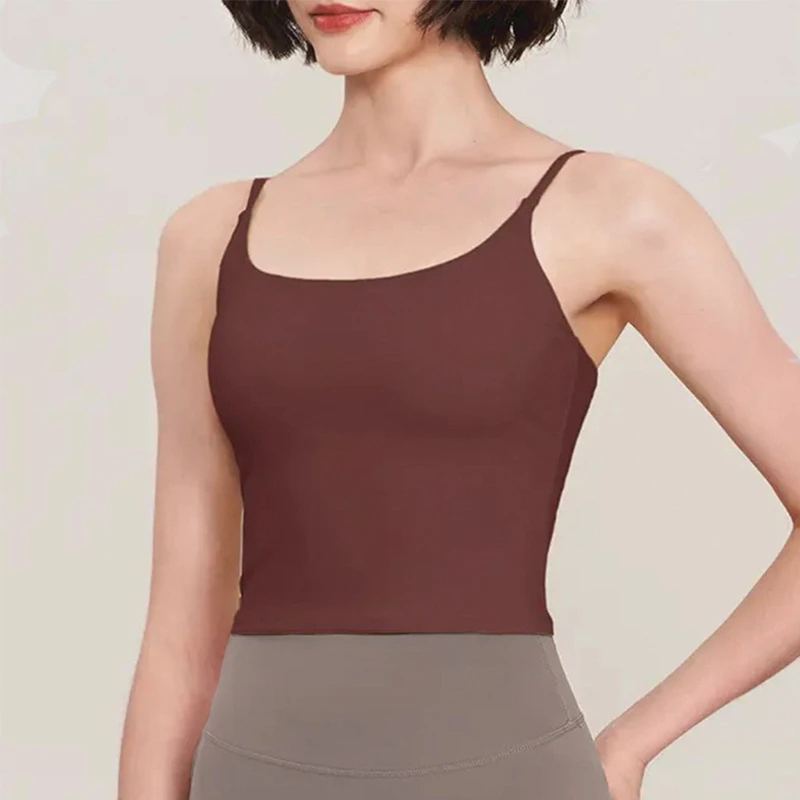 带胸垫高强度运动内衣美背瑜伽吊带女士固定一体杯运动健身背心