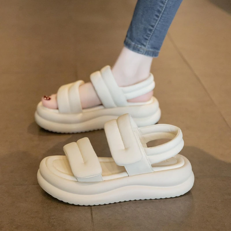 厚底面包凉鞋女款夏季外穿休闲运动沙滩鞋2025新款罗马女鞋