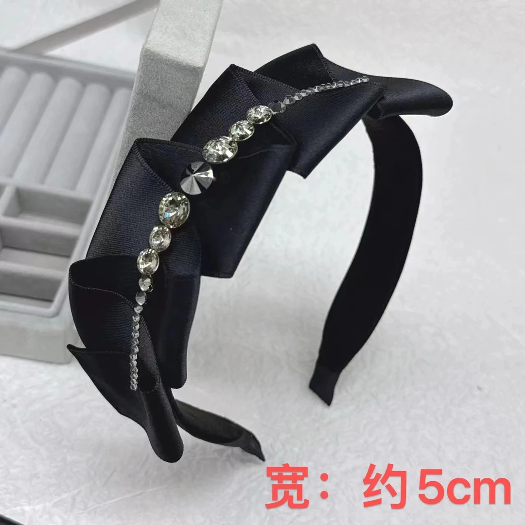 K405韩版气质轻奢发饰黑色百搭镶钻大气优雅发箍复古简约时尚头箍