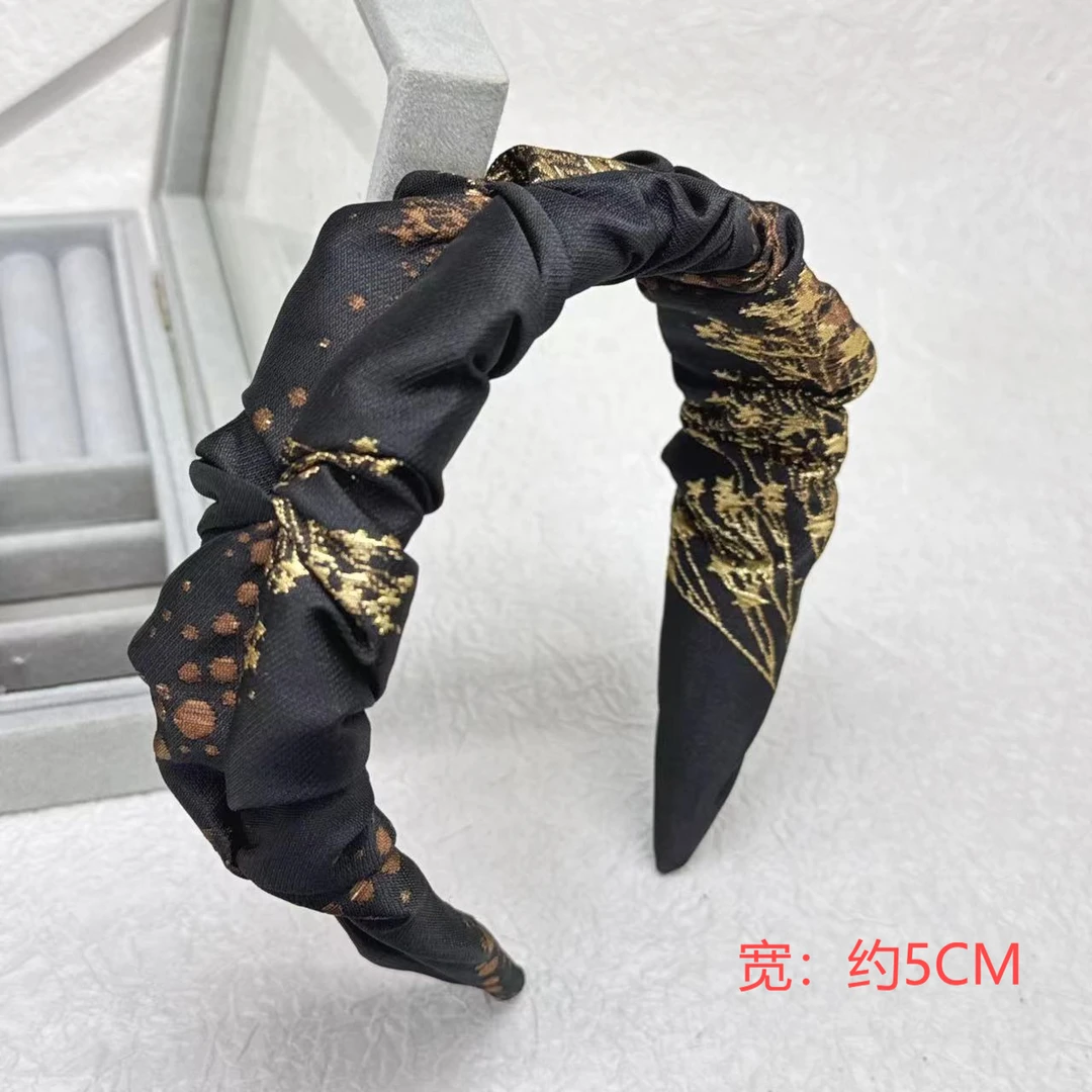 K455秋冬缇花新款发饰高级感全包轻奢百搭发箍黑色复古气质头箍