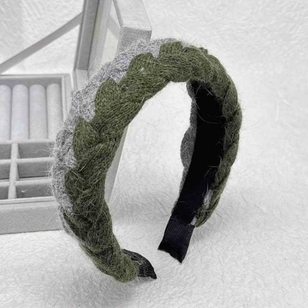 K568秋冬新款时尚简约韩版甜美发箍灰色线编织法式小香风头箍