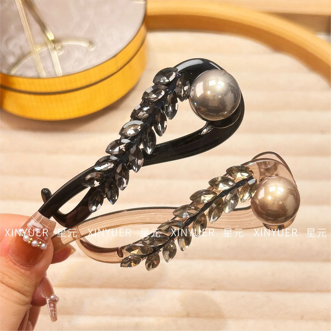 【1071】新品扭扭夹珠珠麦穗后脑勺盘发发饰发夹百搭气质开车必备