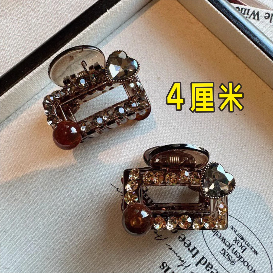 【903】4cm东大门韩系设计师款满钻方形抓夹半扎高马尾顶夹发夹发饰