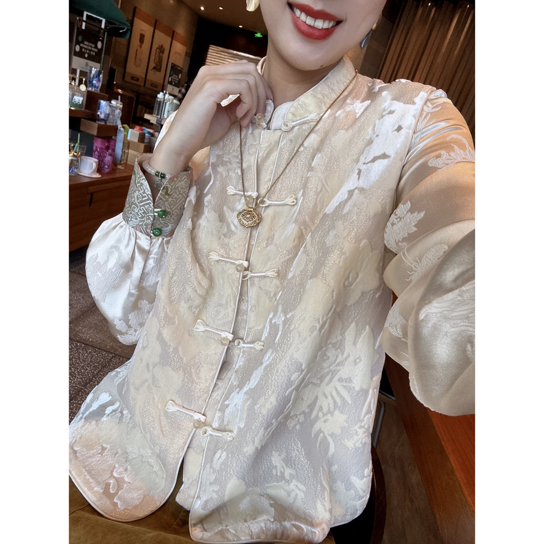 【老罗家】原创丝绒马甲新中式金线桑蚕丝绒烧花中国风复古显瘦马夹