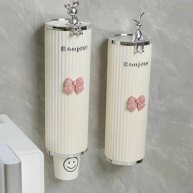 简约奶油风家用一次性杯子取杯器饮水机旁纸杯取杯架水杯置物架