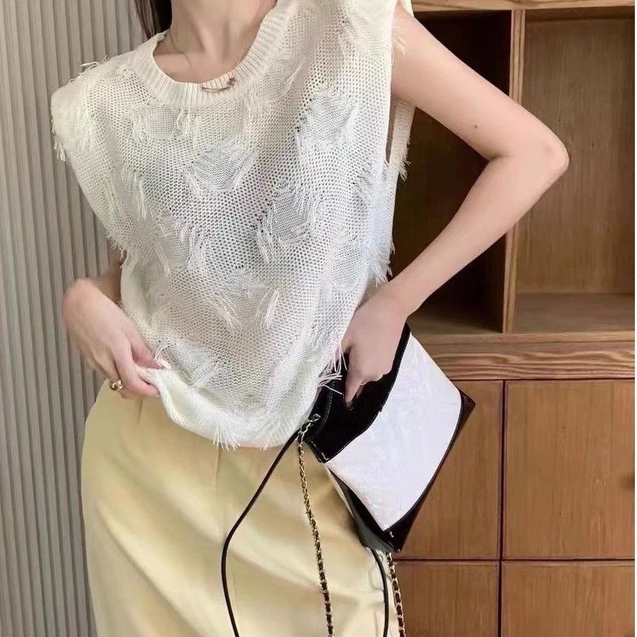 高品质爆款背心须须设计百搭纯色坎肩休闲圆领针织衫时尚韩版洋气