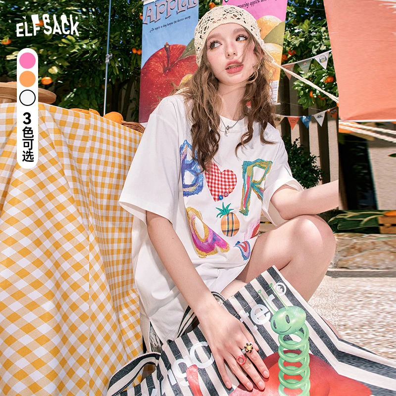 妖精的口袋 宽松印花短袖t恤女2025夏季新款休闲百搭显瘦25205028