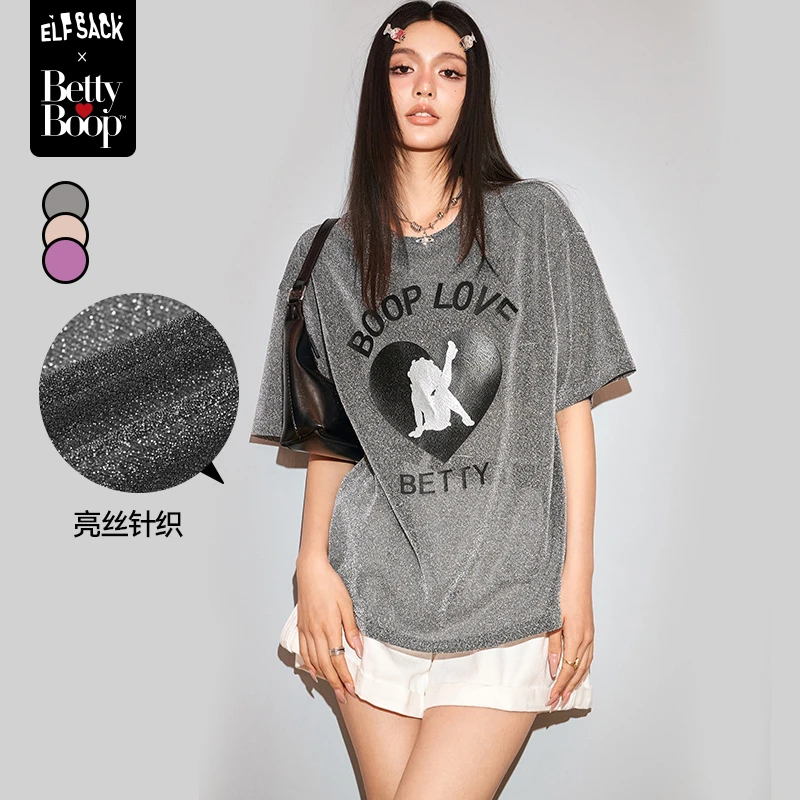 【贝蒂联名】妖精的口袋发光人生亮丝印花短袖t恤2024春14105058