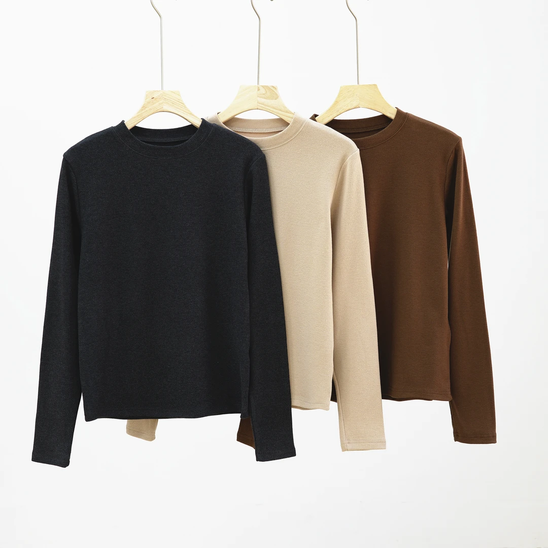 原创新款高品质沐丝绒女士打底衫修身  精品长袖时尚秋冬打底衫女