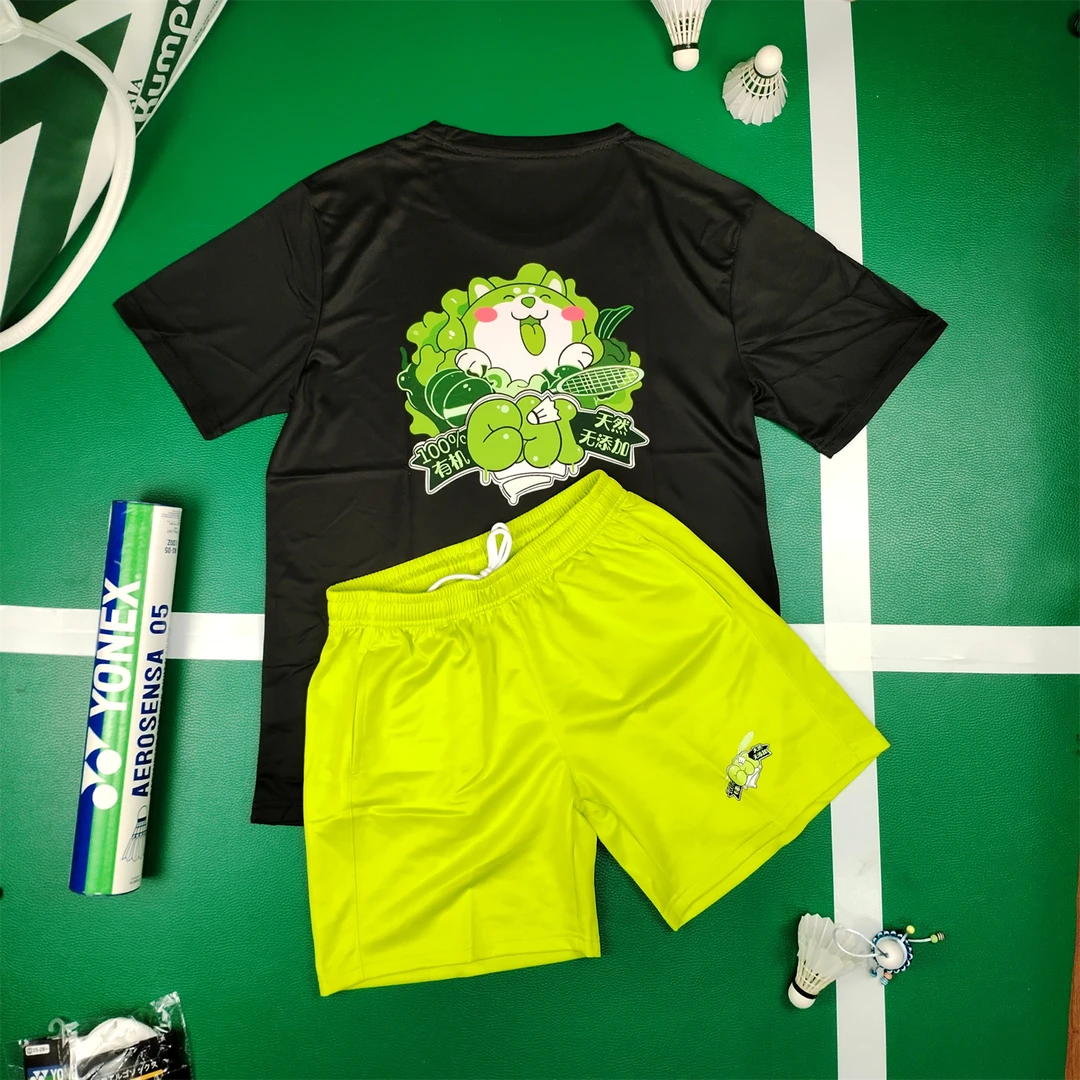 新款菜狗羽毛球服运动男女速干透气短袖文化衫高颜值羽毛球文化衫