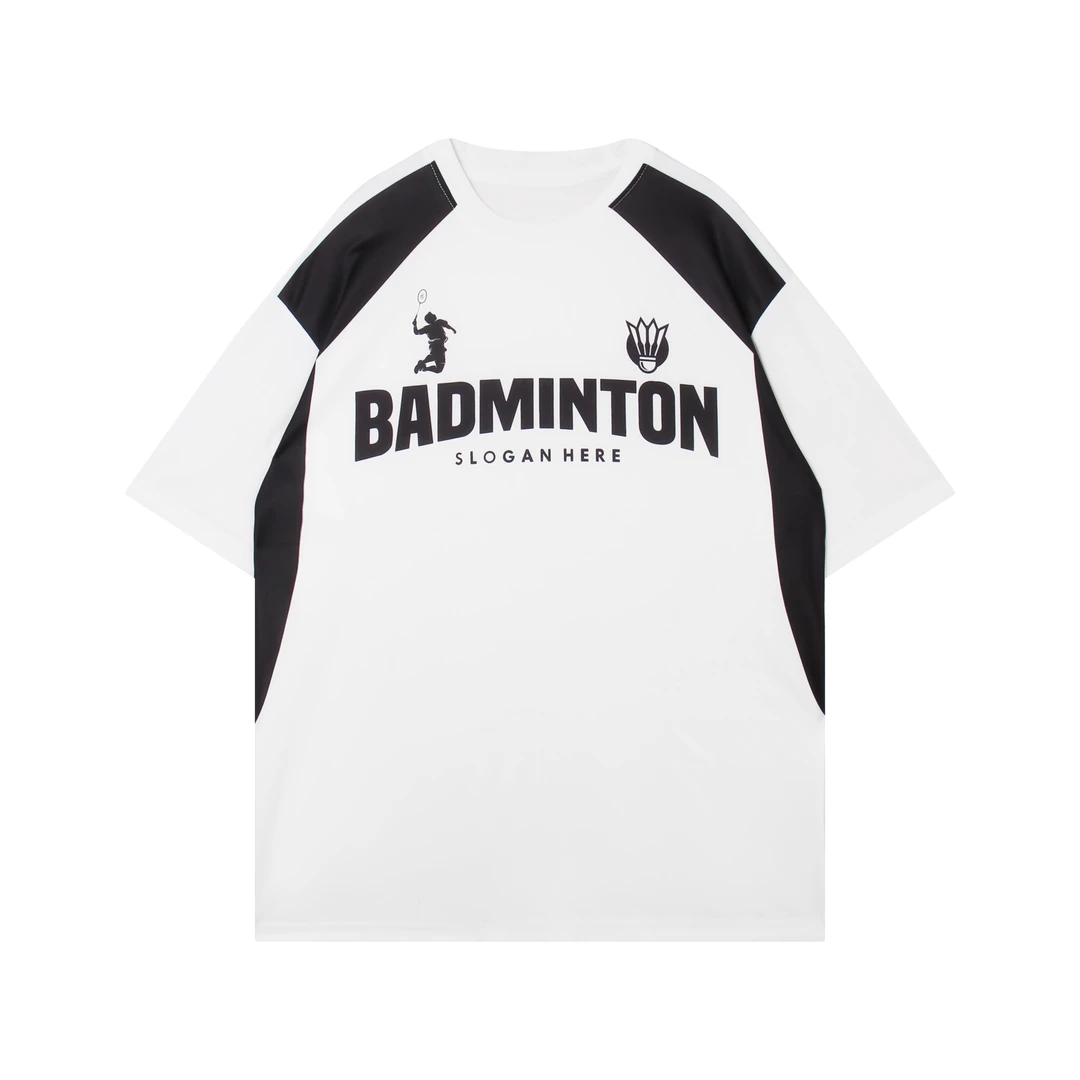 夏季羽毛球休闲上衣男女比赛服队服透气户外运动美式速干圆领短袖