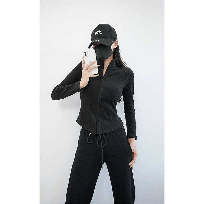 时尚辣妹德绒外套女2024秋季新款修身显瘦气质运动休闲长袖上衣