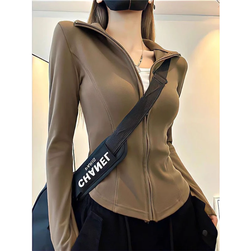 美式德绒辣妹紧身收腰半拉链开衫女小个子春季2025新款小个子上衣