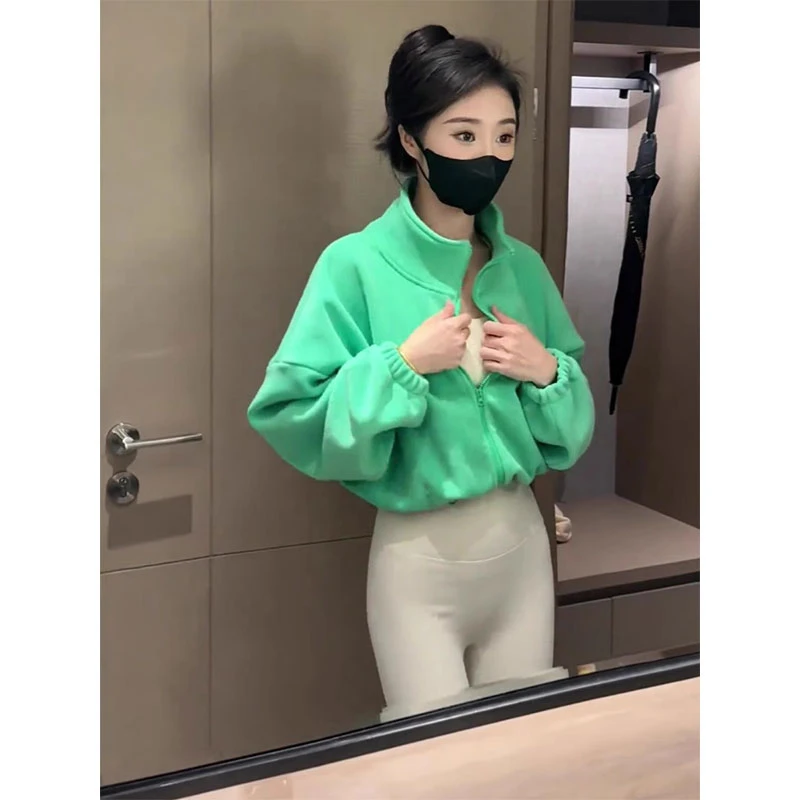 韩系短款拉链开衫小个子初秋卫衣女2025年新款慵懒风chic独特外套