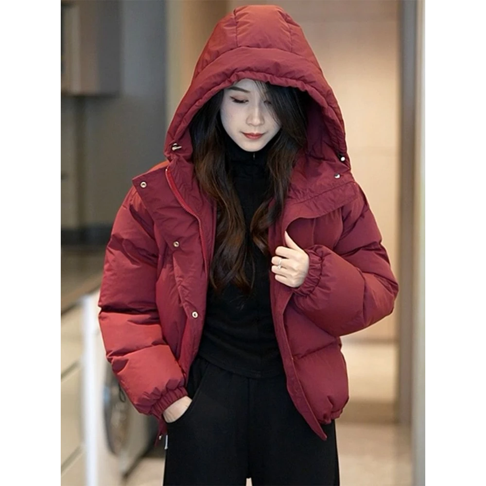 棉服2025冬季新款短款时尚休闲连帽宽松加厚韩版保暖外套女百搭