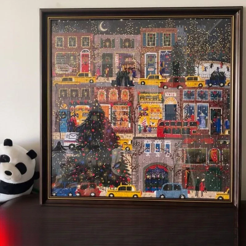 2025冬灯圣诞拼图相框方形画框装裱卡纸繁花盛开边diy节日框架