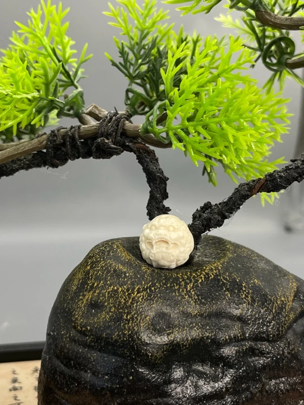 天然猛犸雕刻貔貅14mm满纹冰料配饰搭配手串diy