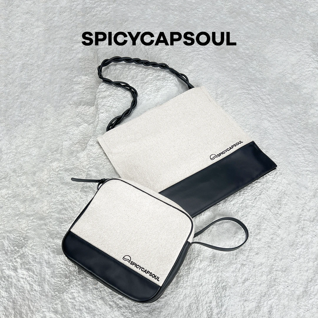 【黑胶片】SpicyCapSoul原创重工棉麻头层牛皮刺绣小众托特相机包