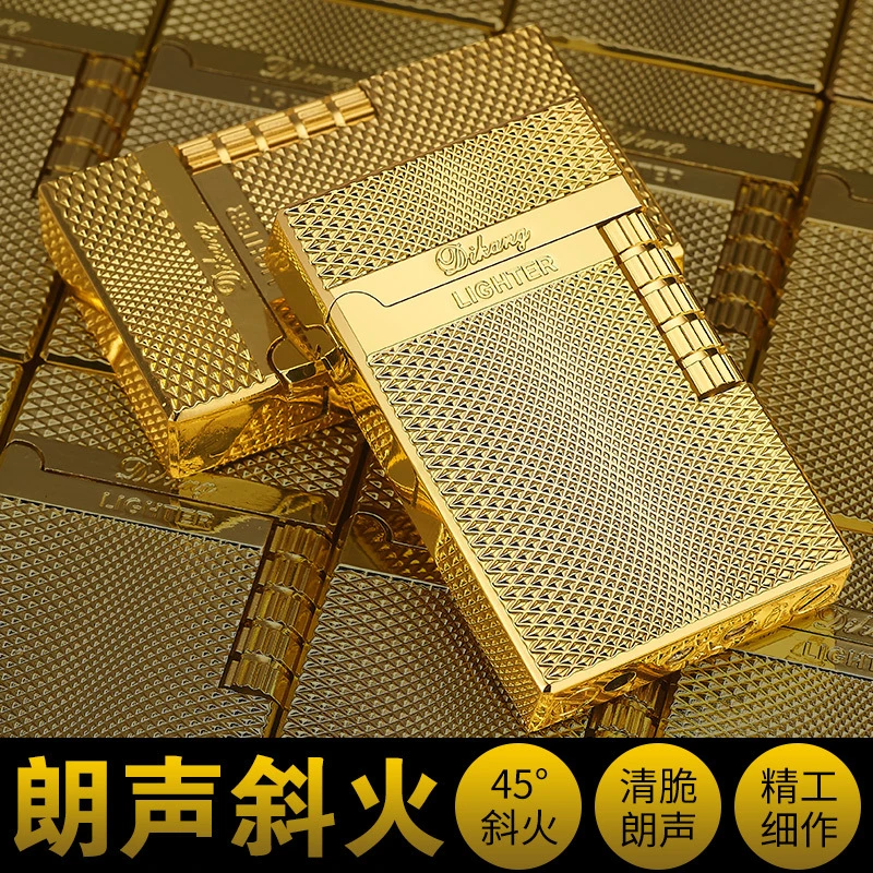 网红个性清脆刚琴音朗声侧滑创意打火机复古高颜值送男士高档礼物