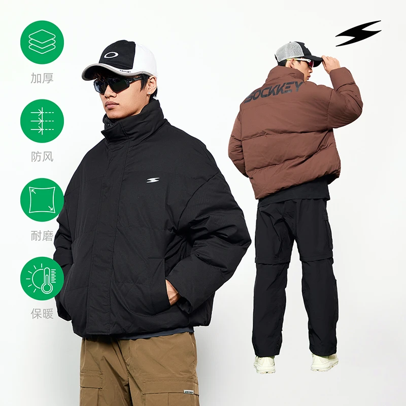 SOCKKEY基础棉服男子运动休闲连帽宽松保暖立领秋冬防风加厚简约