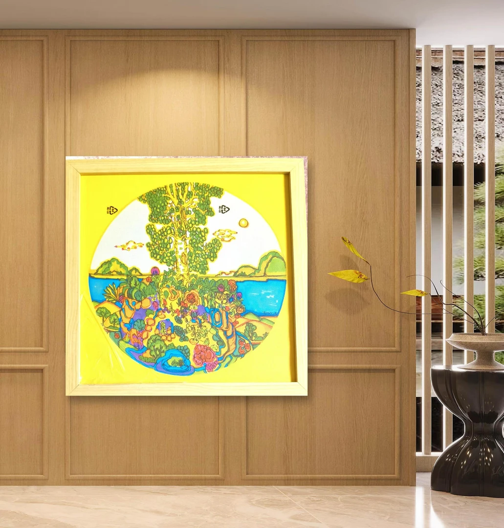 可爱的儿童画 33✘33厘米带框（图片中的印痕为保护膜，撕掉即可）