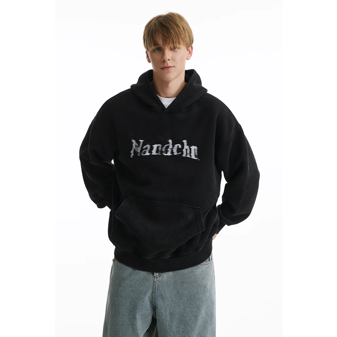 男道原创美式复古字母情侣连帽卫衣男秋冬潮牌宽松休闲加厚上衣