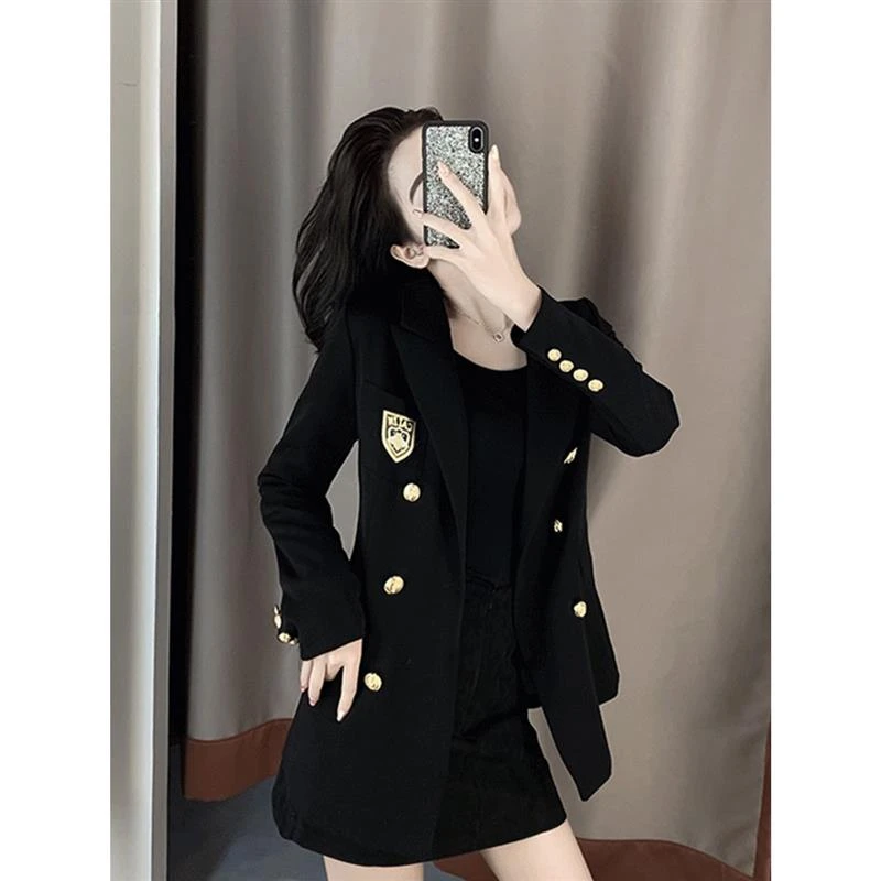 黑色小西装外套女2025秋冬新款韩版修身英伦风设计感小西服上衣女