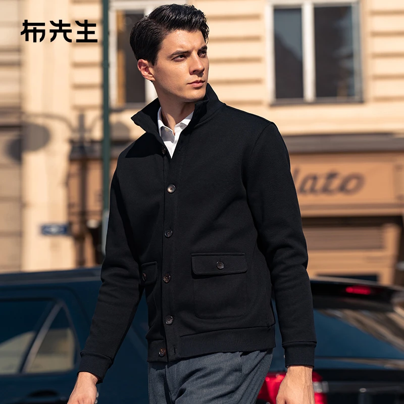 布先生加绒针织外套男款2025秋冬半高领长袖开衫外套BT12359