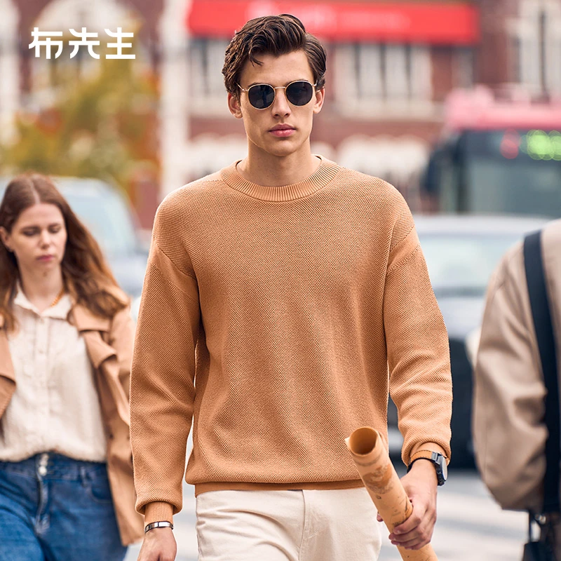 Mr.Bu布先生秋冬加厚长袖针织衫男纯棉打底毛衣KT01678断码清仓