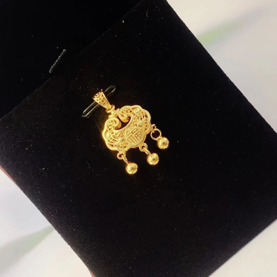 吊坠足银 足银黄色平安锁吊坠（单吊坠不含链）