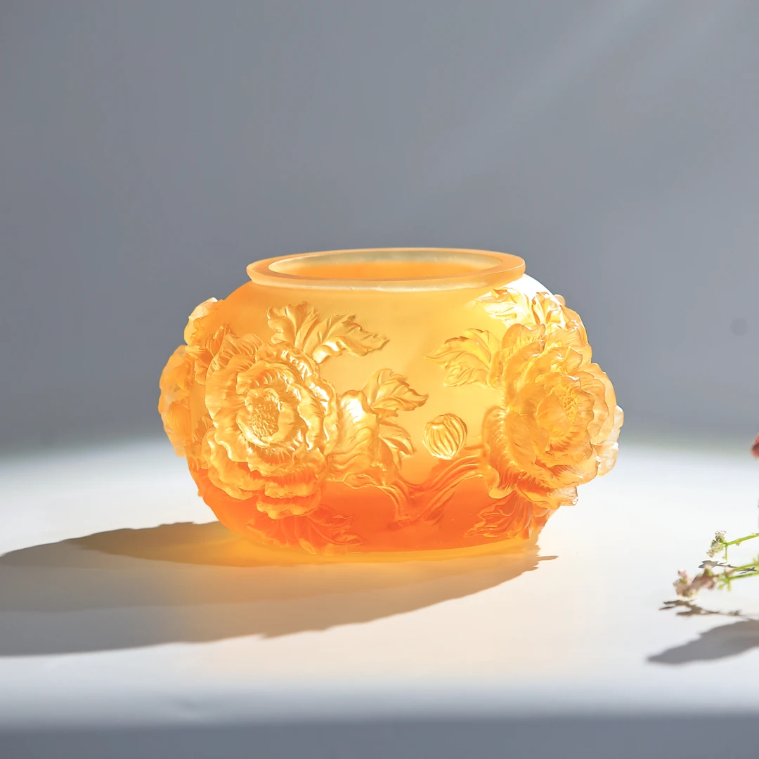 古法琉璃《香炉插香》家用室内香薰炉高档摆件雕刻摆件手工艺品