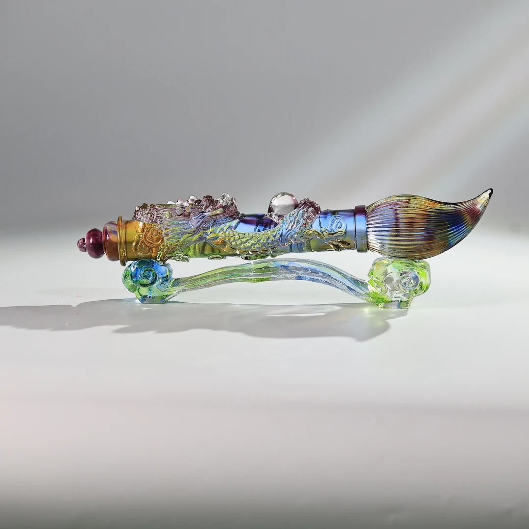 古法琉璃《大文创笔》书房客厅桌面装饰工艺礼品轻奢高档中式纯手工