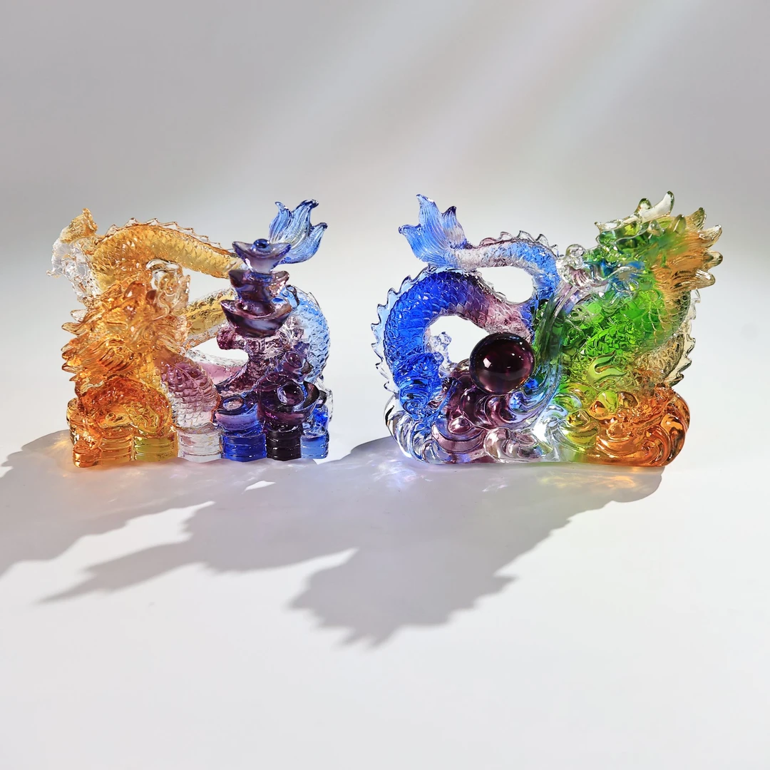 古法琉摆件《龙腾四海》家居玄关工艺品礼品装饰高档轻奢纯手工简约