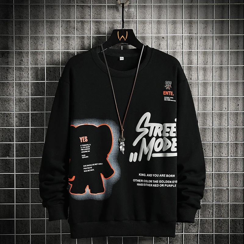 新款春秋季圆领长袖T恤棉质卫衣上衣服宽松学生圆领卫衣大码男士