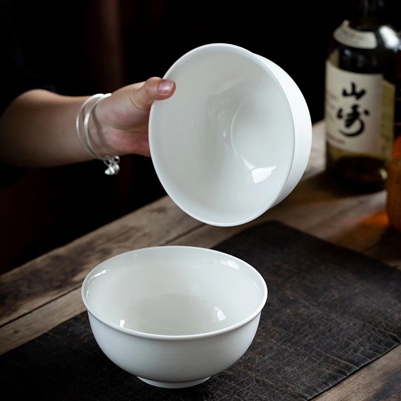 【米白】德化白瓷汤面碗反口防烫家用陶瓷餐具菜碗汤碗面碗750ml