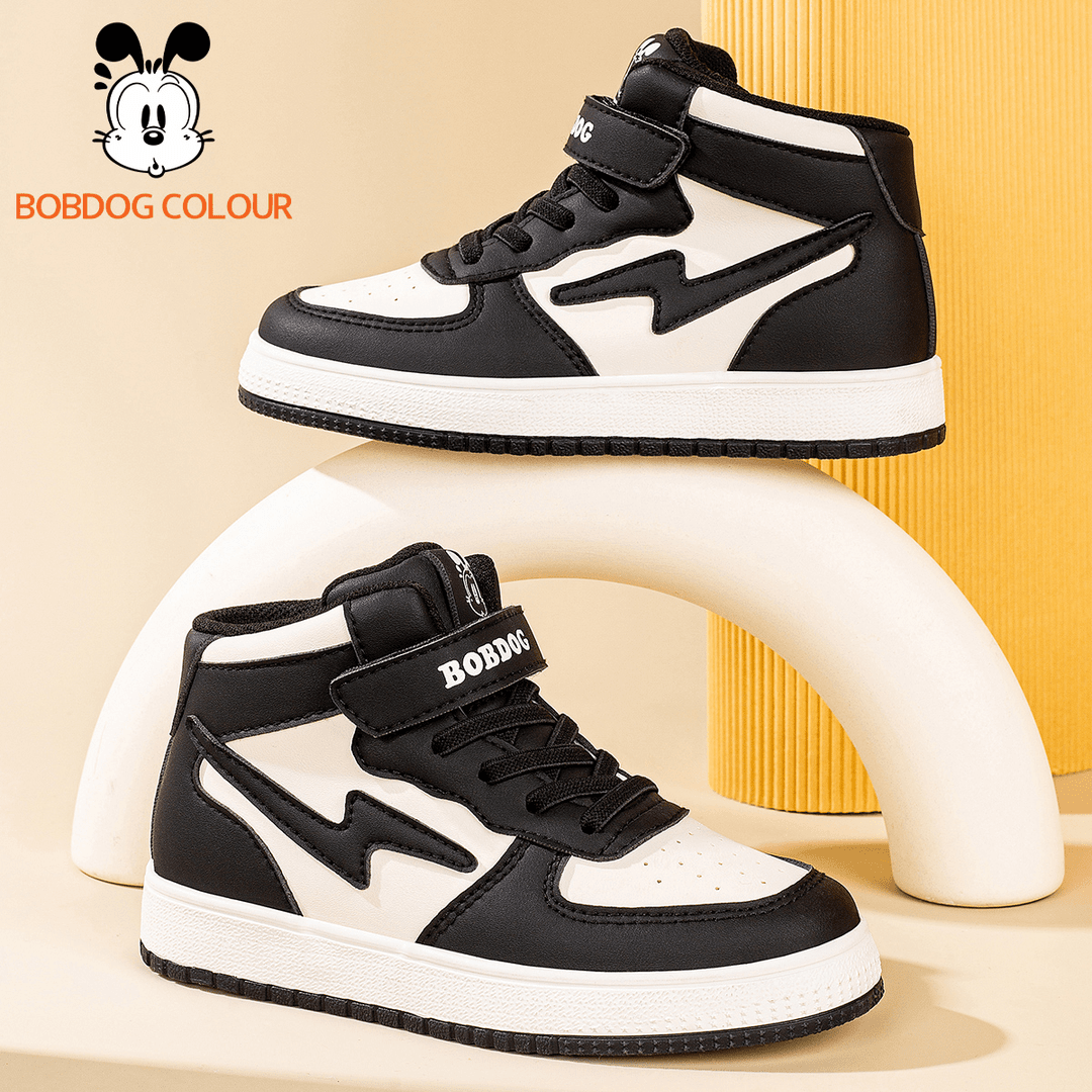 巴布豆中大童板鞋男童二棉鞋女童鞋子冬季加绒时尚百搭儿童加绒鞋