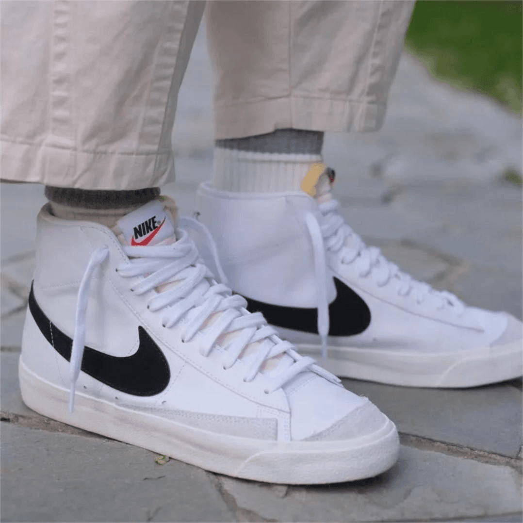 【断码清货】Nike/耐克 Blazer 77 增高板鞋 男款 白黑色BQ6806-100