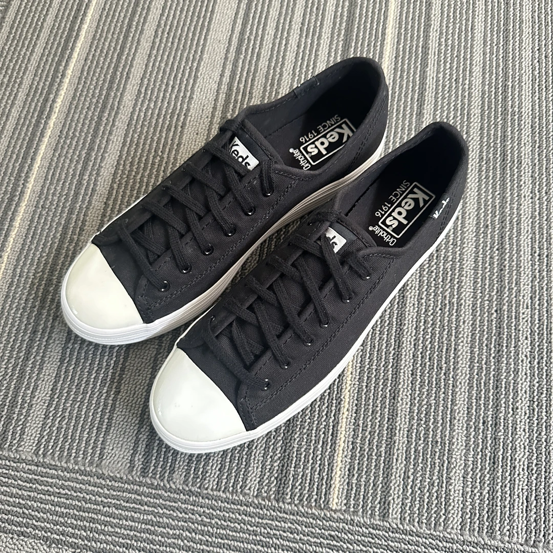 【断码清货】KEDS 女子低帮板鞋 夏季平底百搭帆布鞋 黑色 WF59162