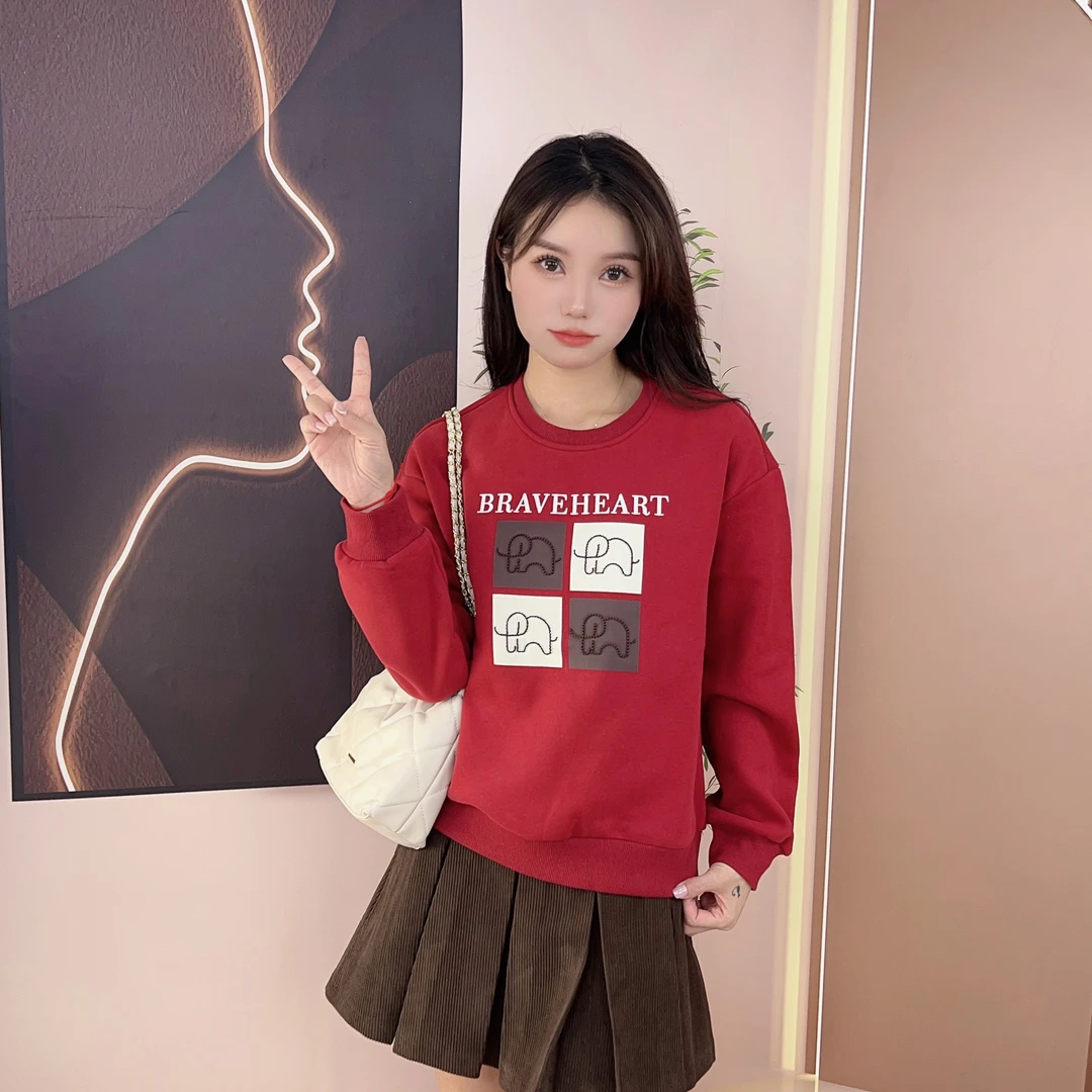 天天惠秋冬新款套头卫衣女圆领2023新款春秋休闲百搭韩版2303534