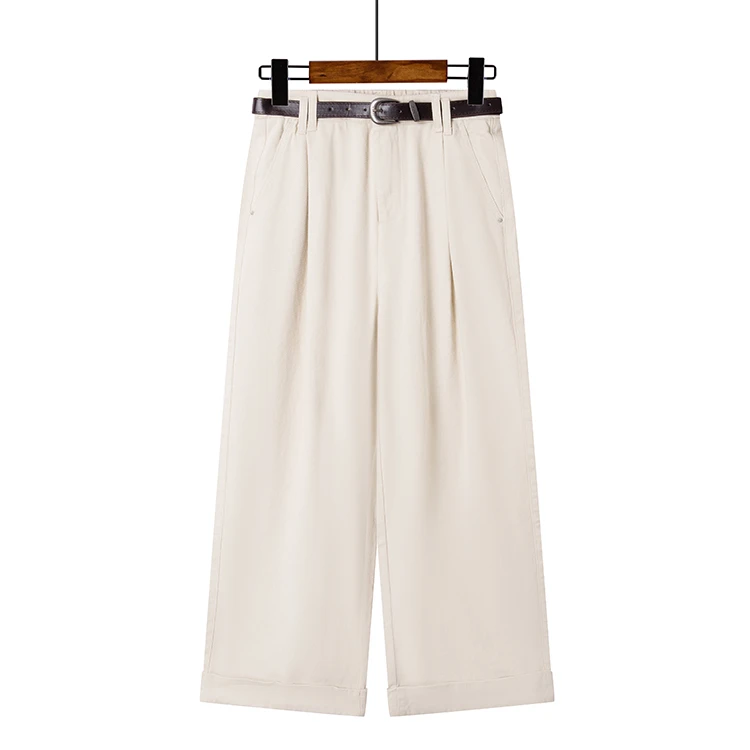 天天惠2024年秋款微宽松直筒休闲长裤高腰时尚2402882