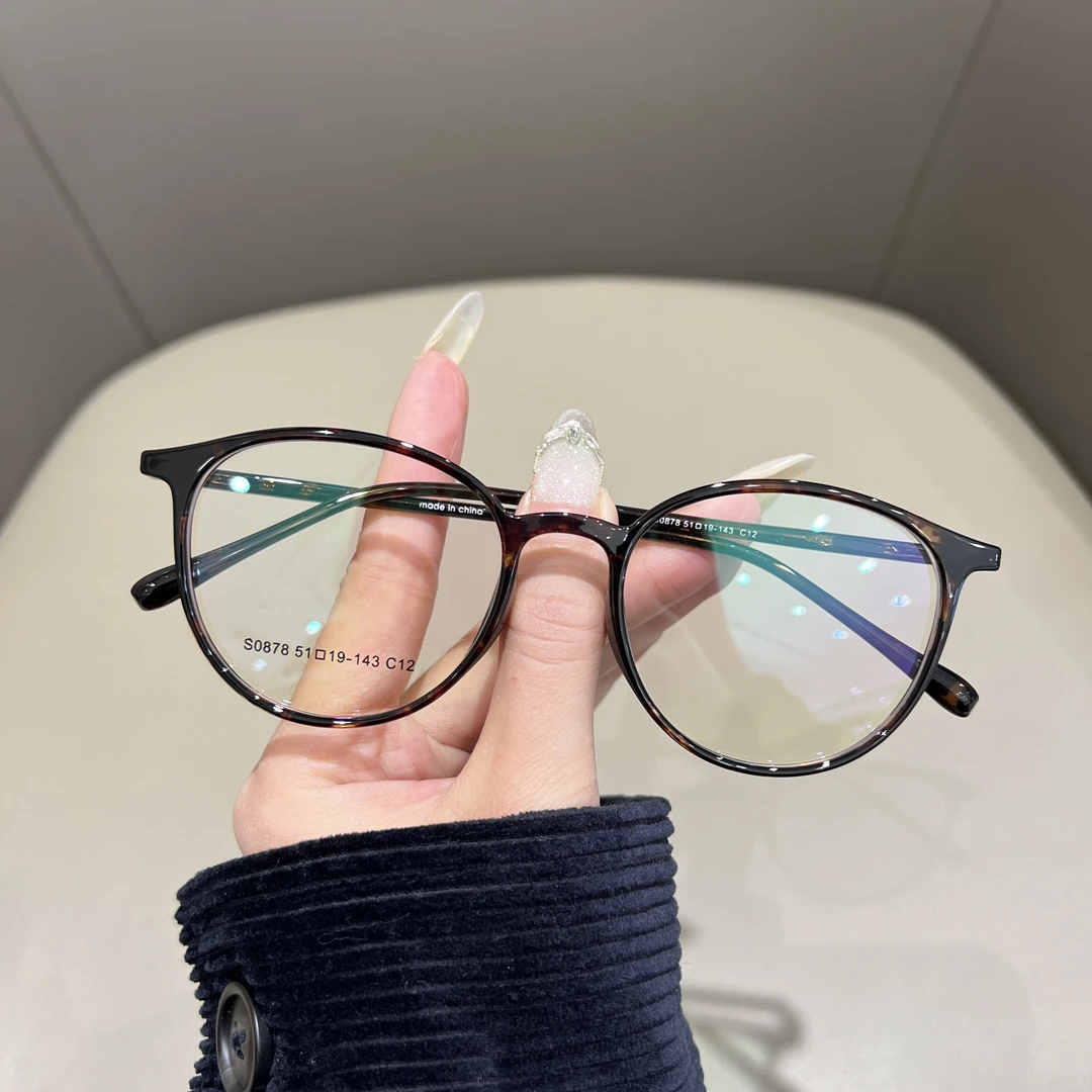 【新款】S0878超轻TR小圆框玳瑁色近视眼镜复古框型