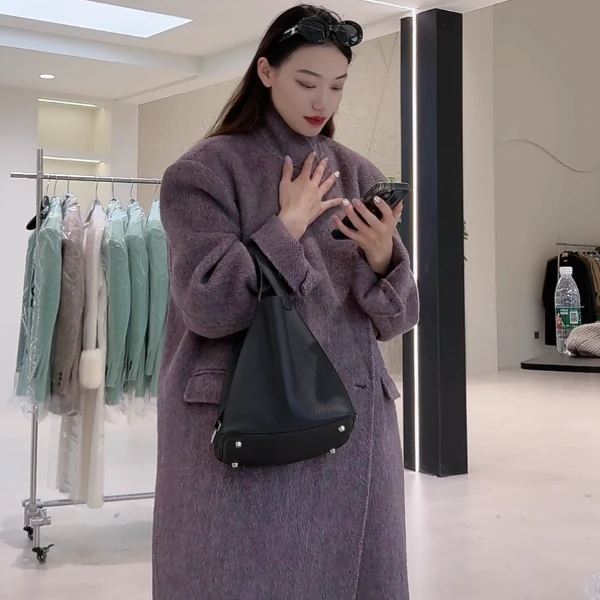 【糖果多巴胺】轻奢气质网红时尚双面呢大衣设计师秋冬百搭