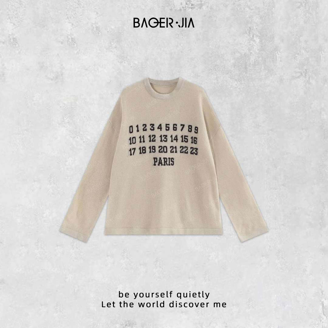 19-【数字毛衫】宝儿家含幂BV59324309秋季款穿搭排序数字印花上衣